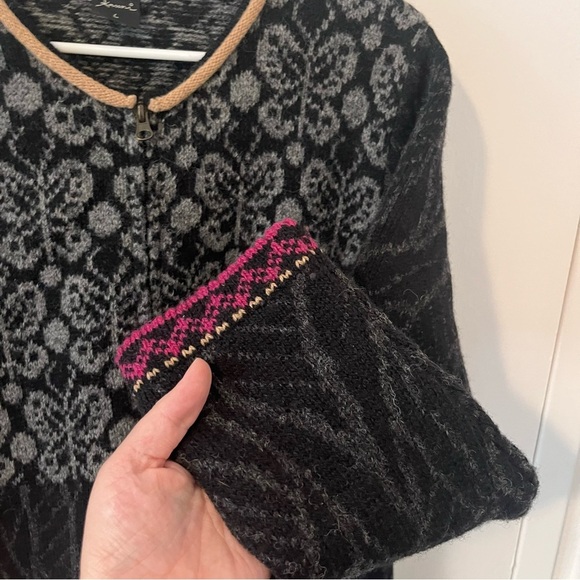 Kauni Design Wool Jacket Sweater Long Felted Butterfly Zip Danish Winter L - Picture 3 of 16